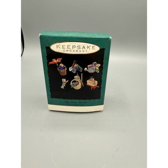 Hallmark Keepsake Mini Ornaments 1993 Tiny Green Thumbs Set of 6 Preowned - Picture 1 of 3